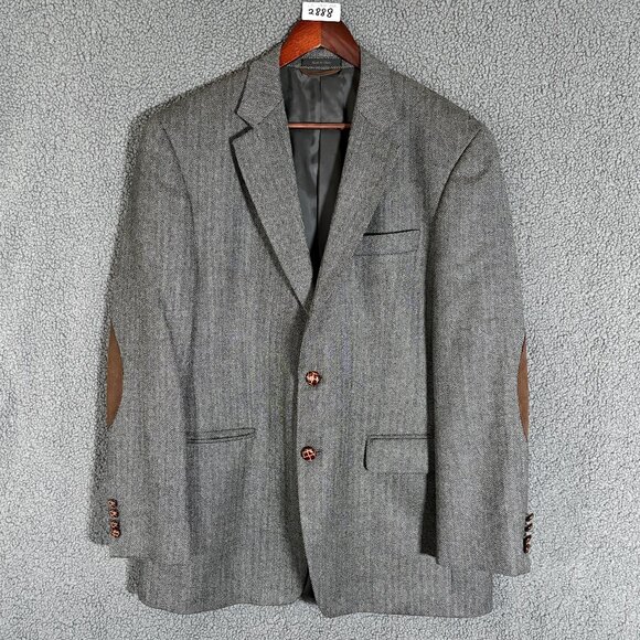 Lauren Ralph Lauren Wool Herringbone Elbow Patch Sport Coat Blazer - Men's 40R - Picture 1 of 12